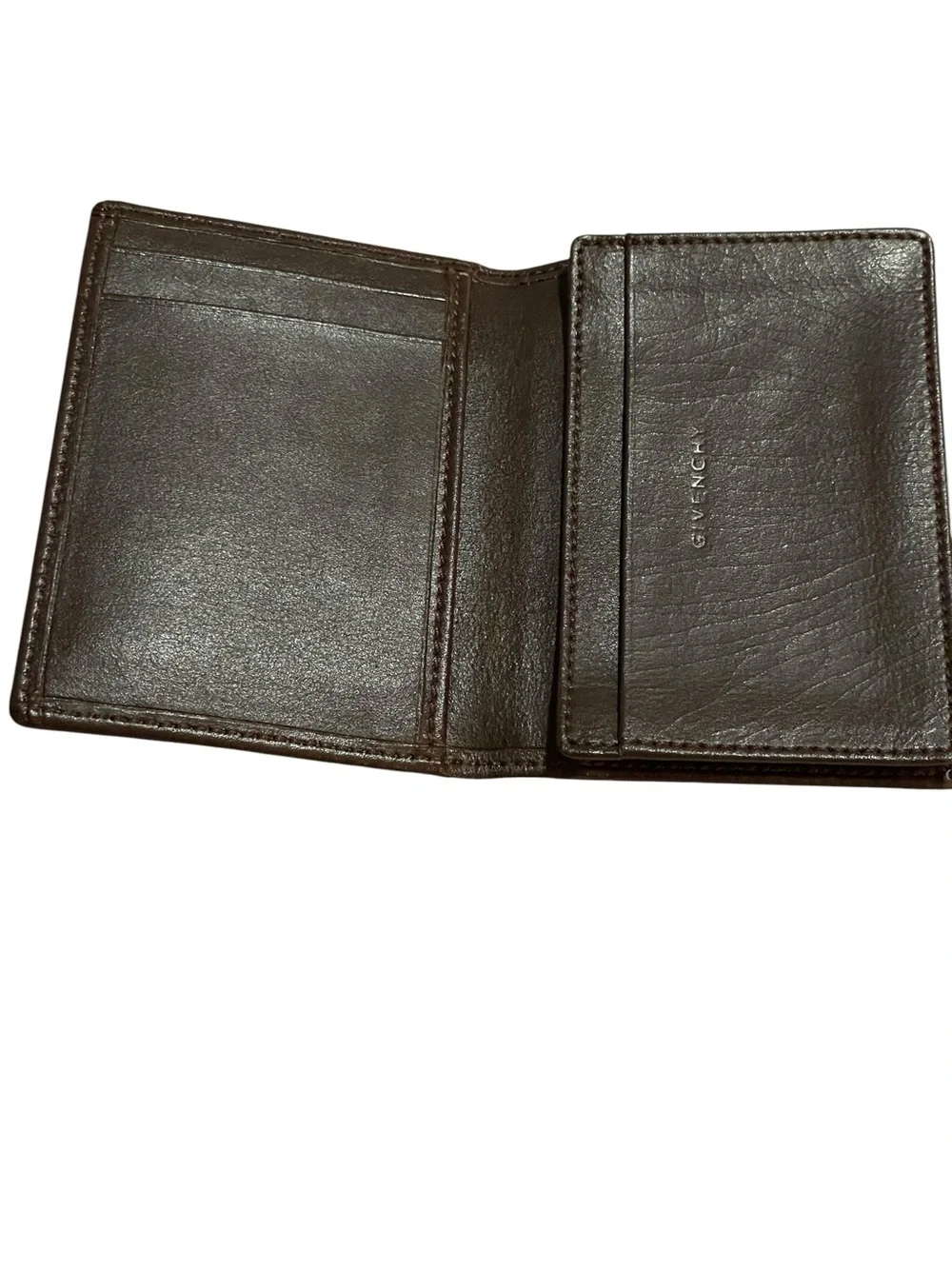 ⁠Vintage Givenchy Brown Leather Bifold Card Holder Wallet 4G Logo⁠